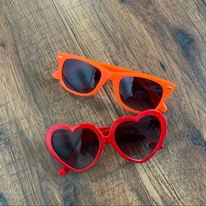 (2) heart and orange sunglasses